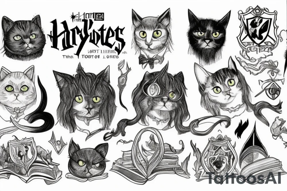Cat. Harry Potter. Lord of the Rings tattoo idea