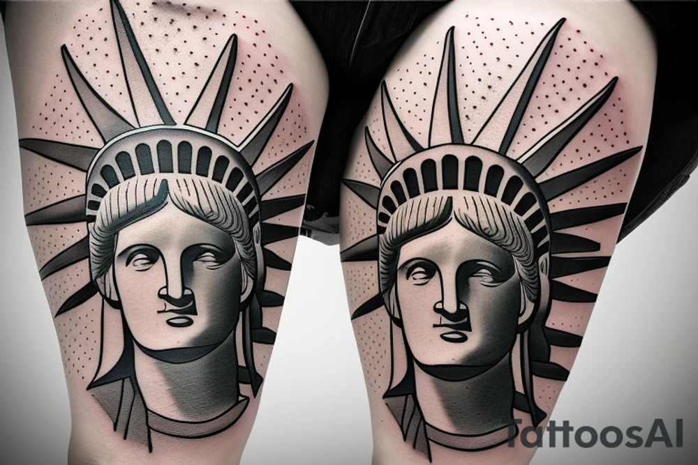 Statue of Liberty with revolver instead of torch tattoo idea