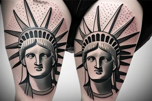 Statue of Liberty with revolver instead of torch tattoo idea