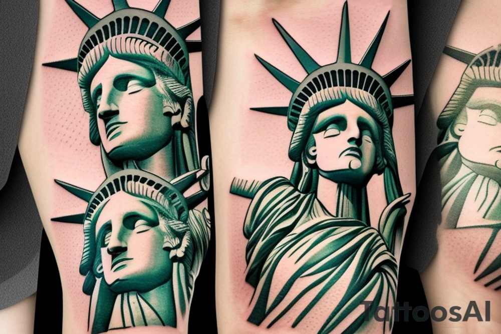 Statue of Liberty with revolver instead of torch tattoo idea