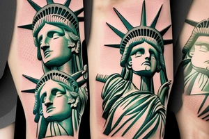 Statue of Liberty with revolver instead of torch tattoo idea