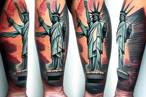 Statue of Liberty with revolver instead of torch tattoo idea