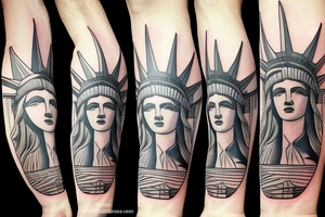 Statue of Liberty with revolver instead of torch tattoo idea