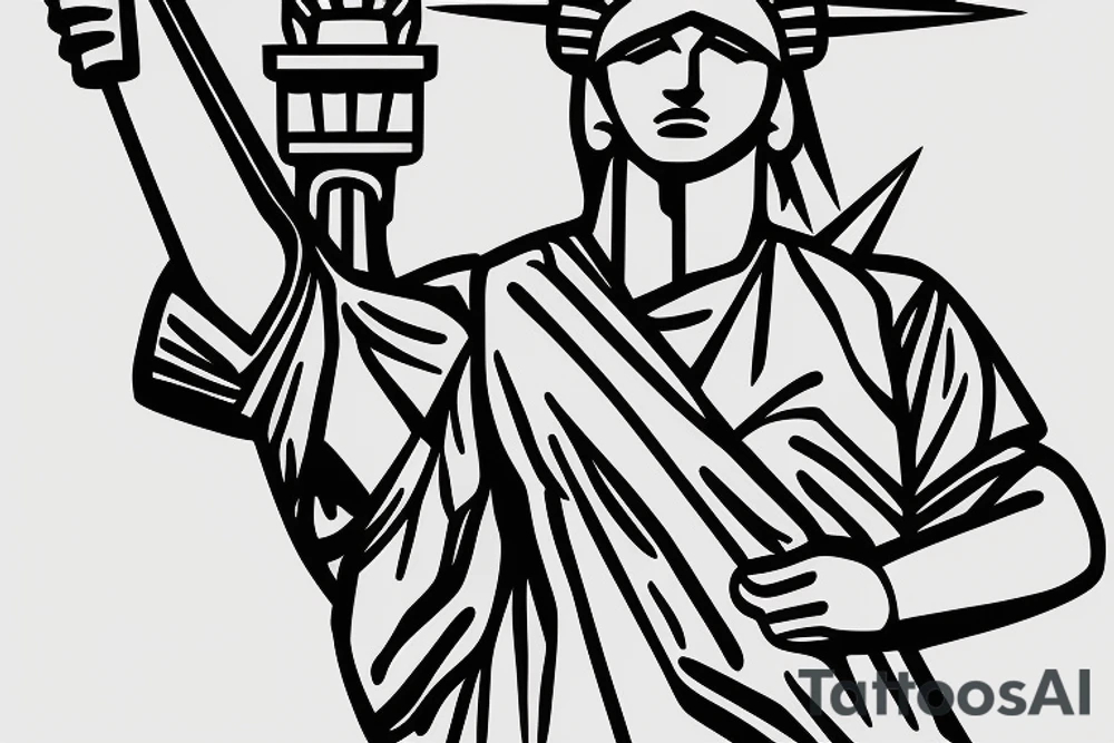 Statue of Liberty with revolver instead of torch tattoo idea
