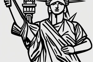 Statue of Liberty with revolver instead of torch tattoo idea