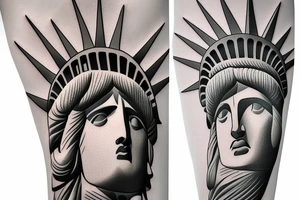Statue of Liberty with revolver instead of torch tattoo idea