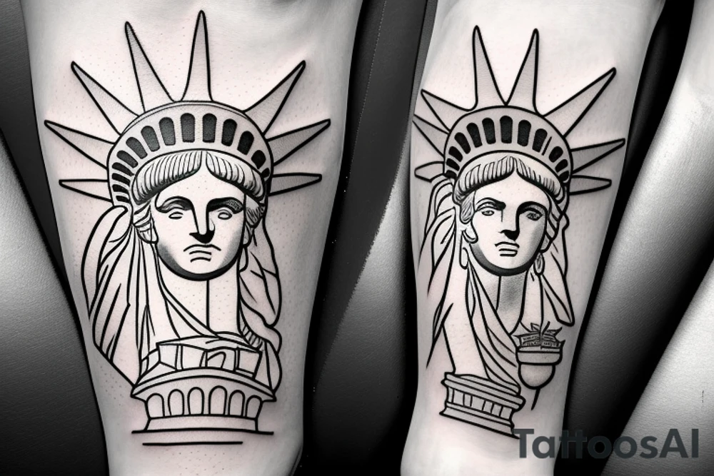 Statue of Liberty with revolver instead of torch tattoo idea
