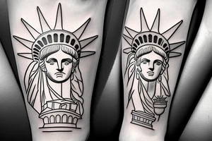 Statue of Liberty with revolver instead of torch tattoo idea