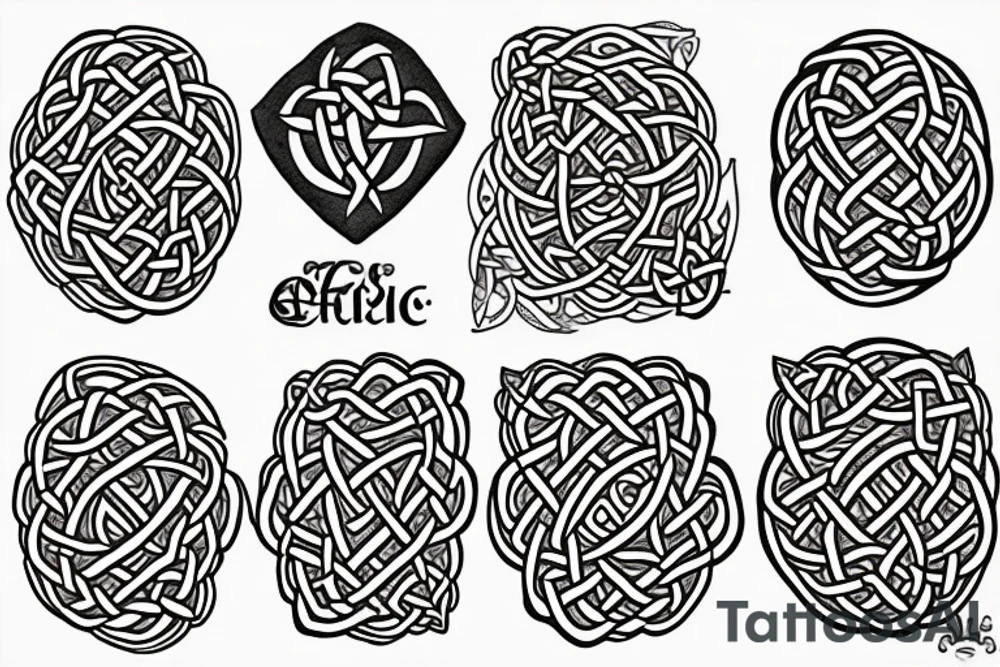 Botanical Celtic folk art tattoo idea