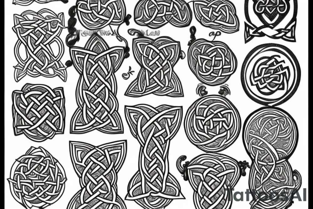 Botanical Celtic folk art tattoo idea