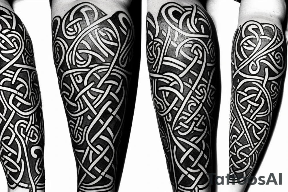 Botanical Celtic folk art tattoo idea
