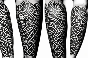 Botanical Celtic folk art tattoo idea