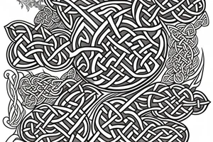 Botanical Celtic folk art tattoo idea