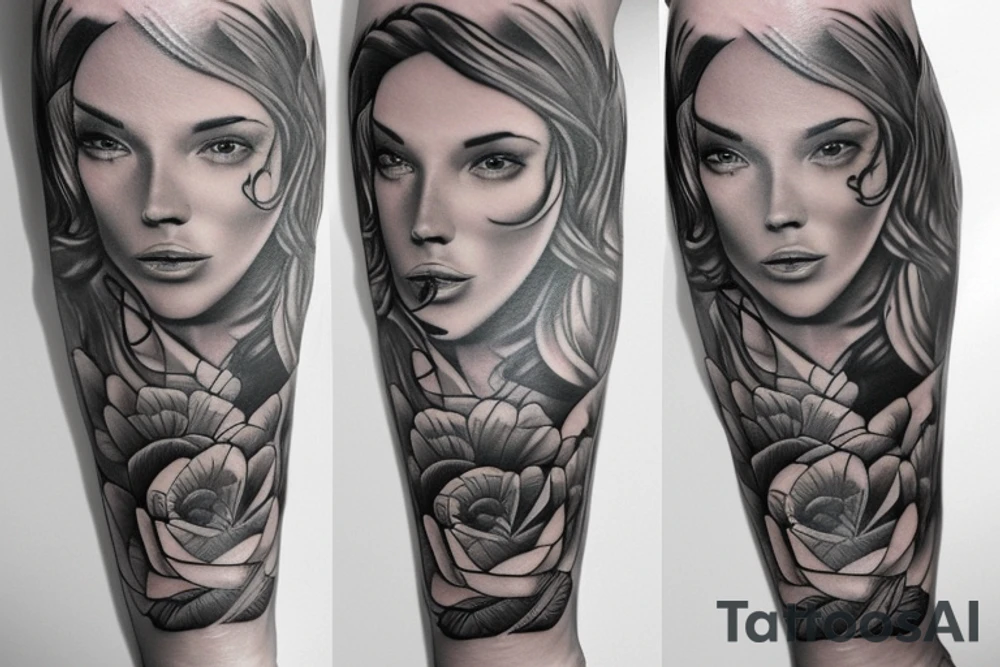 Chicano leg sleeve tattoo idea