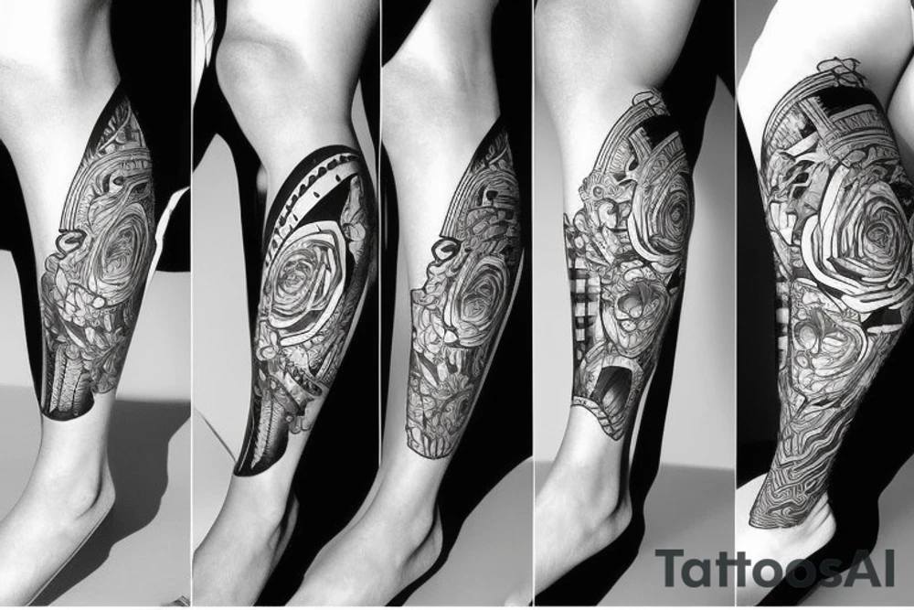 Chicano leg sleeve tattoo idea