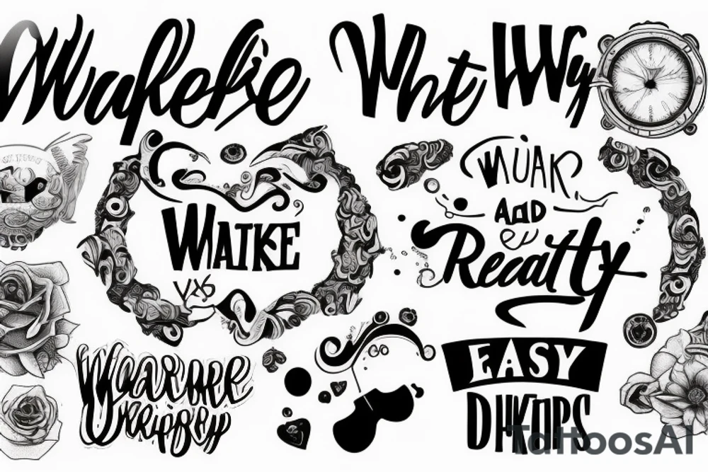 a old school writing "Wake up to reality" tattoo idea a old school writing "Wake up to reality" tattoo idea