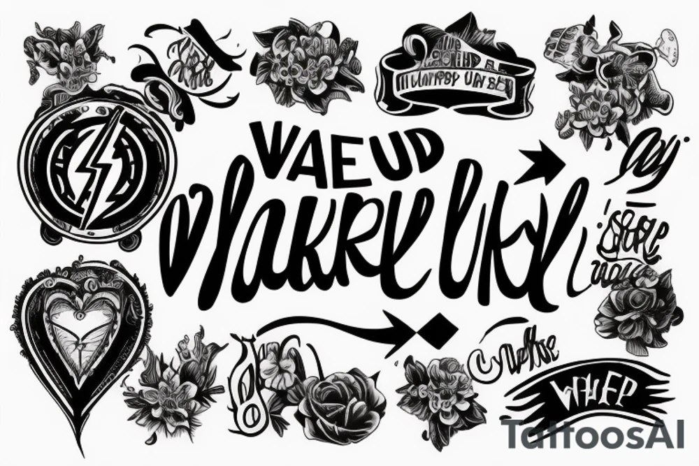 a old school writing "Wake up to reality" tattoo idea