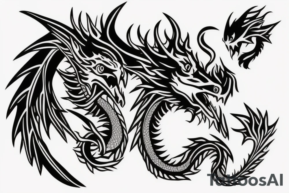 A big dragon with two faces tattoo idea