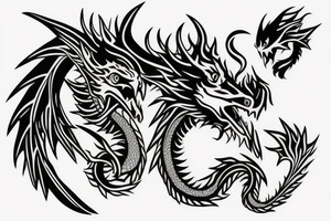 A big dragon with two faces tattoo idea
