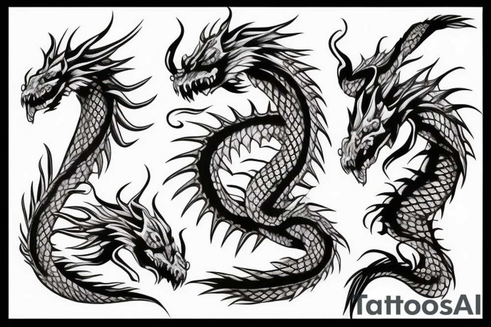 A big dragon with two faces tattoo idea