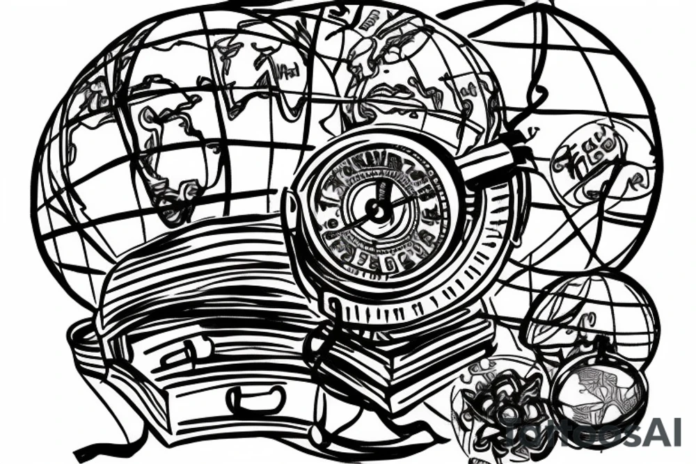 Globe in a backpack tattoo idea