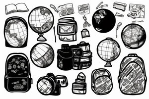 Globe in a backpack tattoo idea
