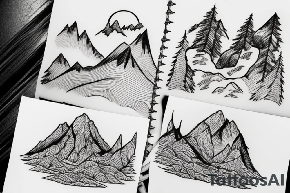 Travel feminine mountain nature tattoo idea