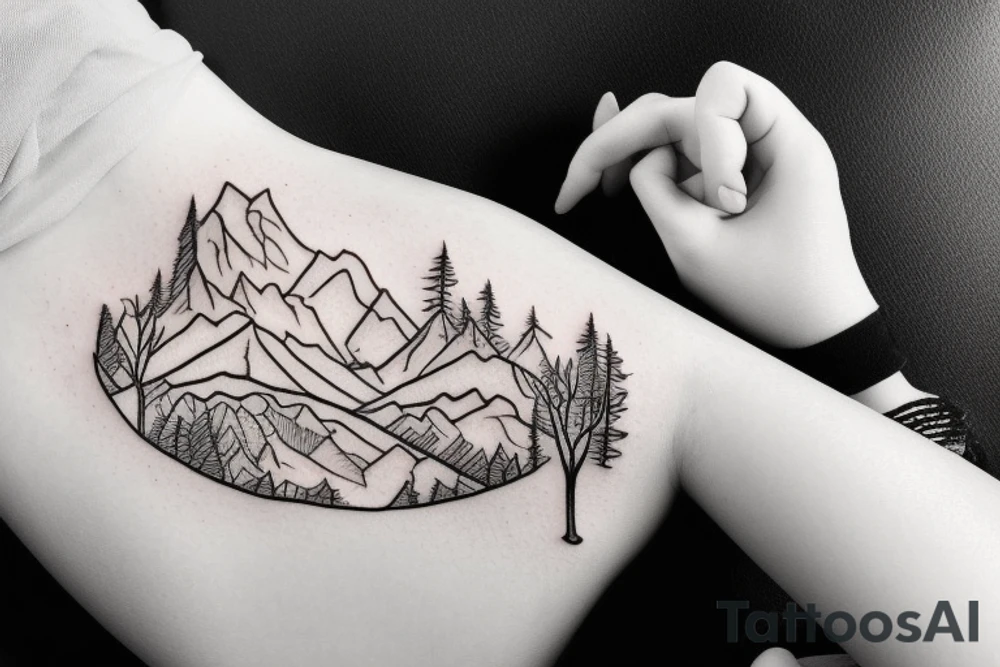 Travel feminine mountain nature tattoo idea