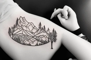 Travel feminine mountain nature tattoo idea