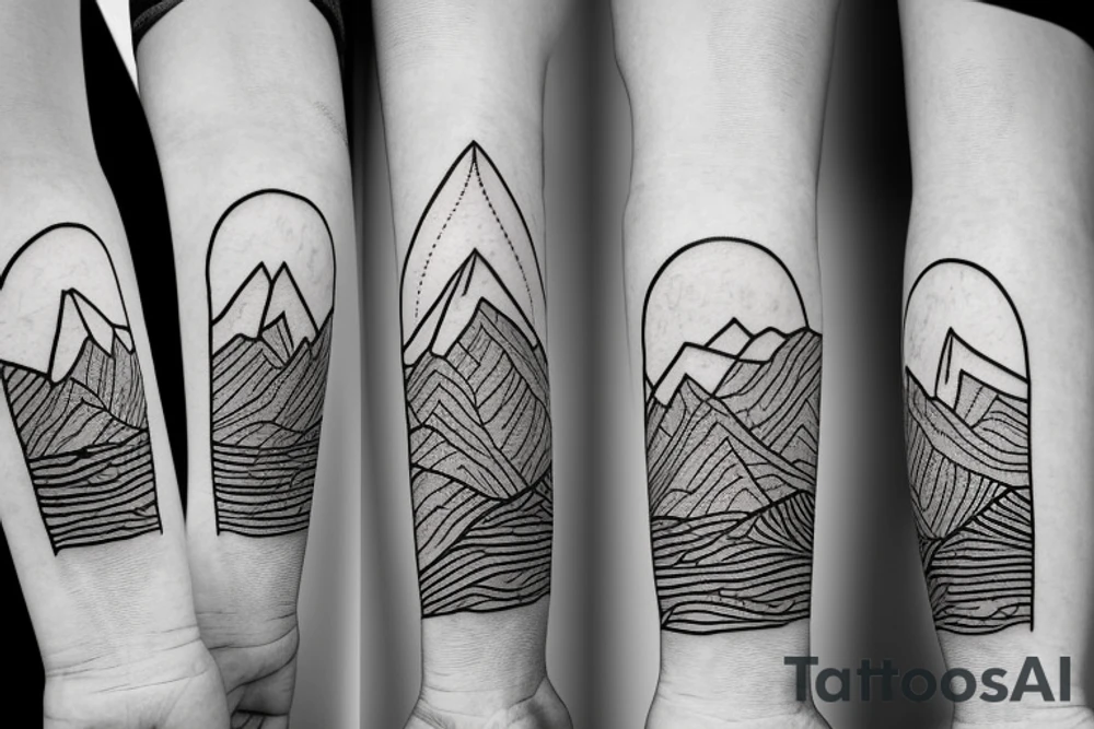 Globe travel small feminine with mountains tattoo idea