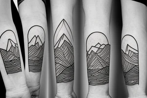 Globe travel small feminine with mountains tattoo idea