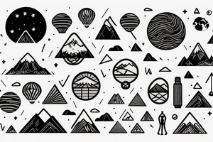 Globe travel small feminine with mountains tattoo idea