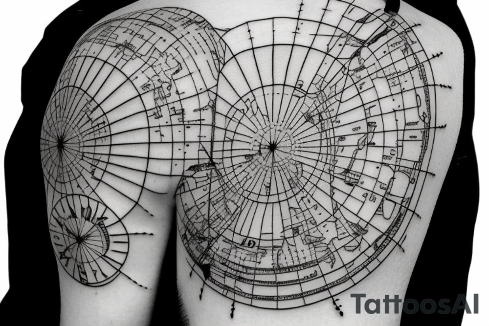 Old map with longitudes tattoo idea