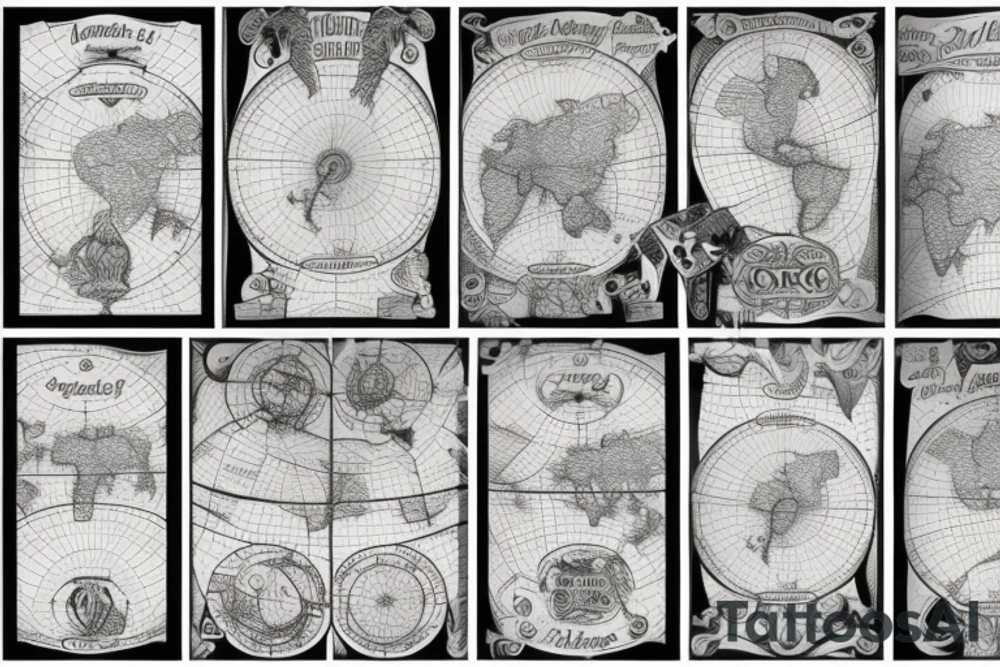 Old map with longitudes tattoo idea
