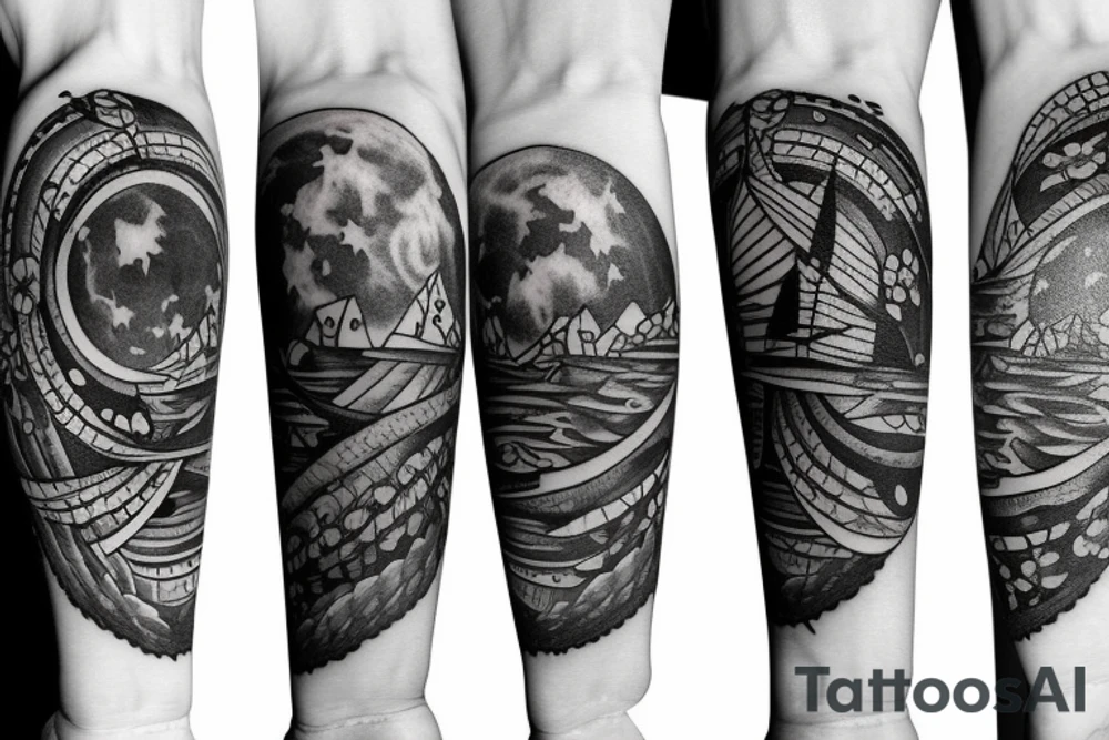Full moon with something unique tattoo idea