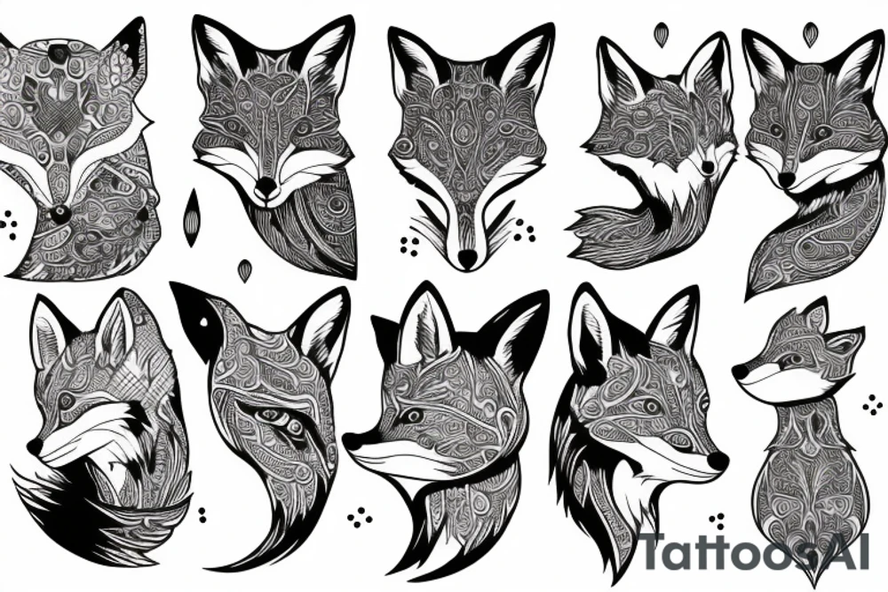 Woman with fox head tattoo idea