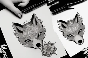 Woman with fox head tattoo idea