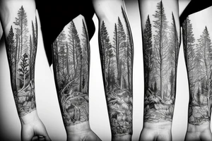 half sleeve forest tattoo idea