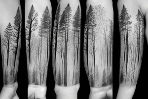 half sleeve forest tattoo idea