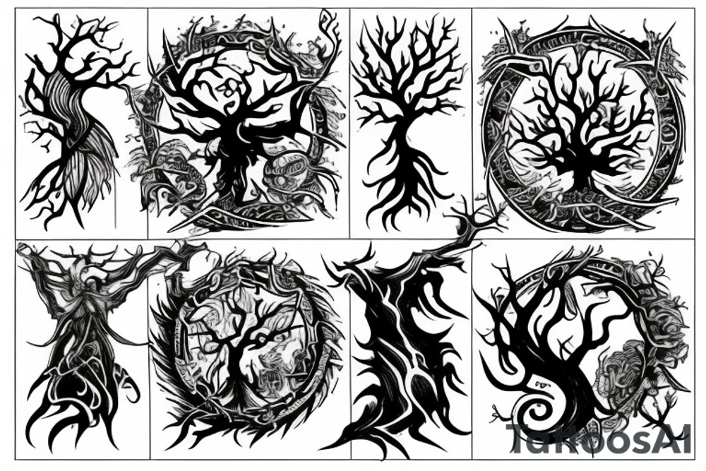 Yggdrasil on fire tattoo idea