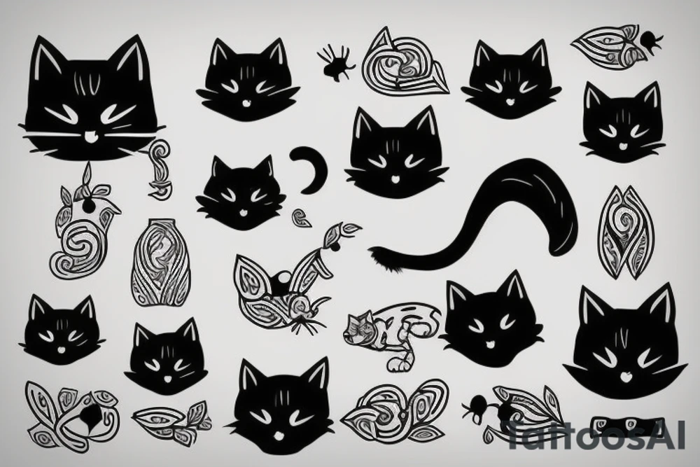 minimalistic black cat, small tattoo idea