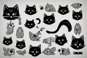 minimalistic black cat, small tattoo idea