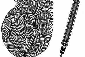 Flute, peacock feather, Name Vishwan tattoo idea