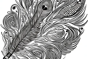Flute, peacock feather, Name Vishwan tattoo idea
