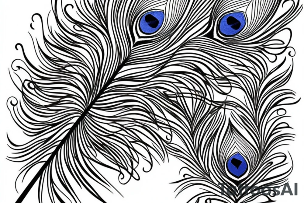 Peacock feather lined up on a flute tattoo idea