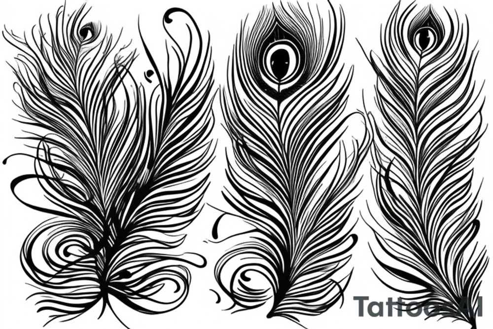 Peacock feather lined up on a flute tattoo idea