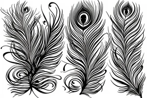Peacock feather lined up on a flute tattoo idea