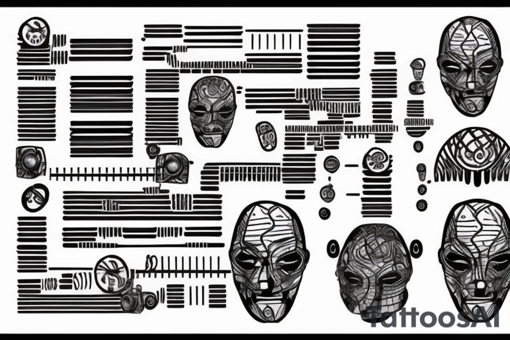 turing machine, infinite tape with 0 and 1 going along the arms, and the reading head is on the back of the head tattoo idea