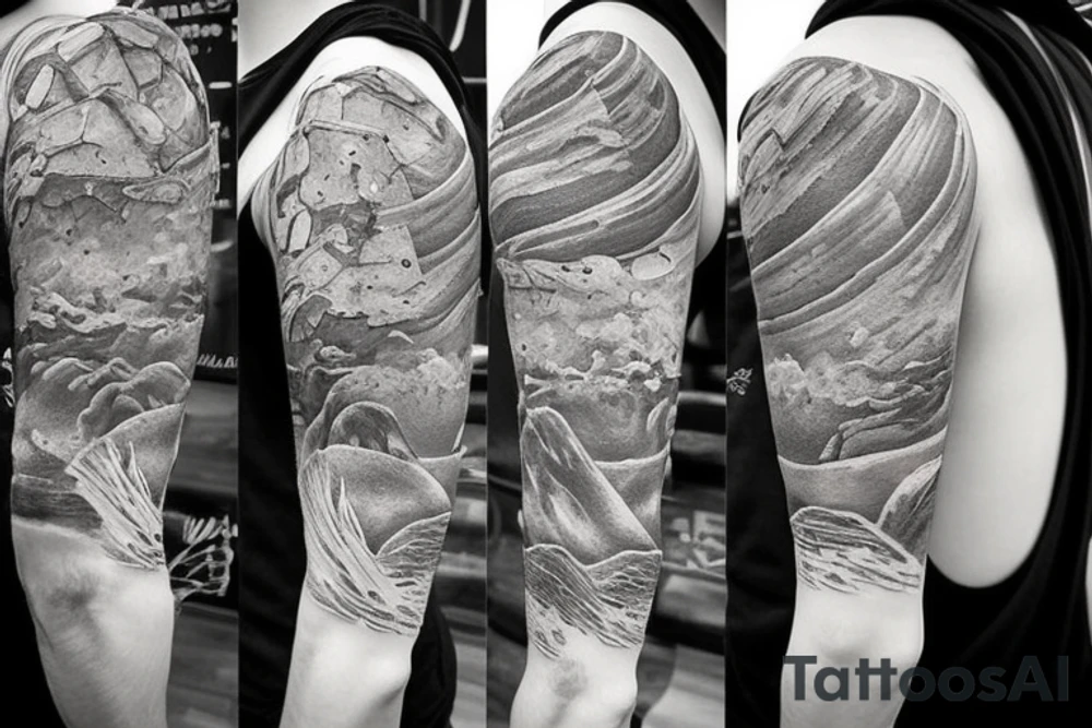 Stones and rocks and sand sleeve tattoo idea