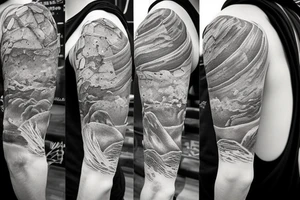 Stones and rocks and sand sleeve tattoo idea
